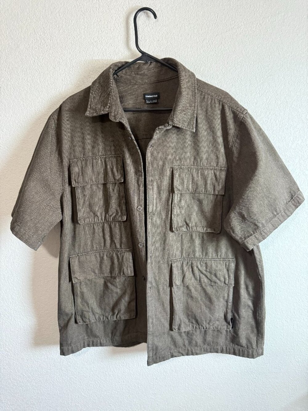 Men's Standard Cloth Olive Green Short Sleeve Utility Shirt Size XL